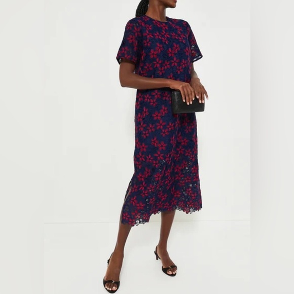 Tuckernuck Midnight Floral Lace Seraphina Dress Navy & Red NWT - Picture 3 of 8